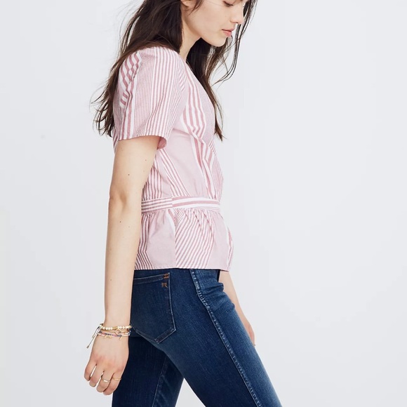 Madewell Ruffle-Hem Bold Stripe Feminine Wrap Top - Picture 3 of 14